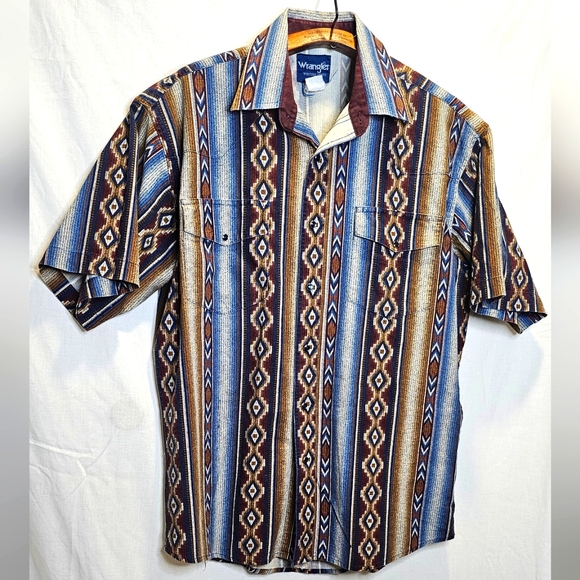 Wrangler Other - Wrangler vintage western Aztec striped short sleeve shirt